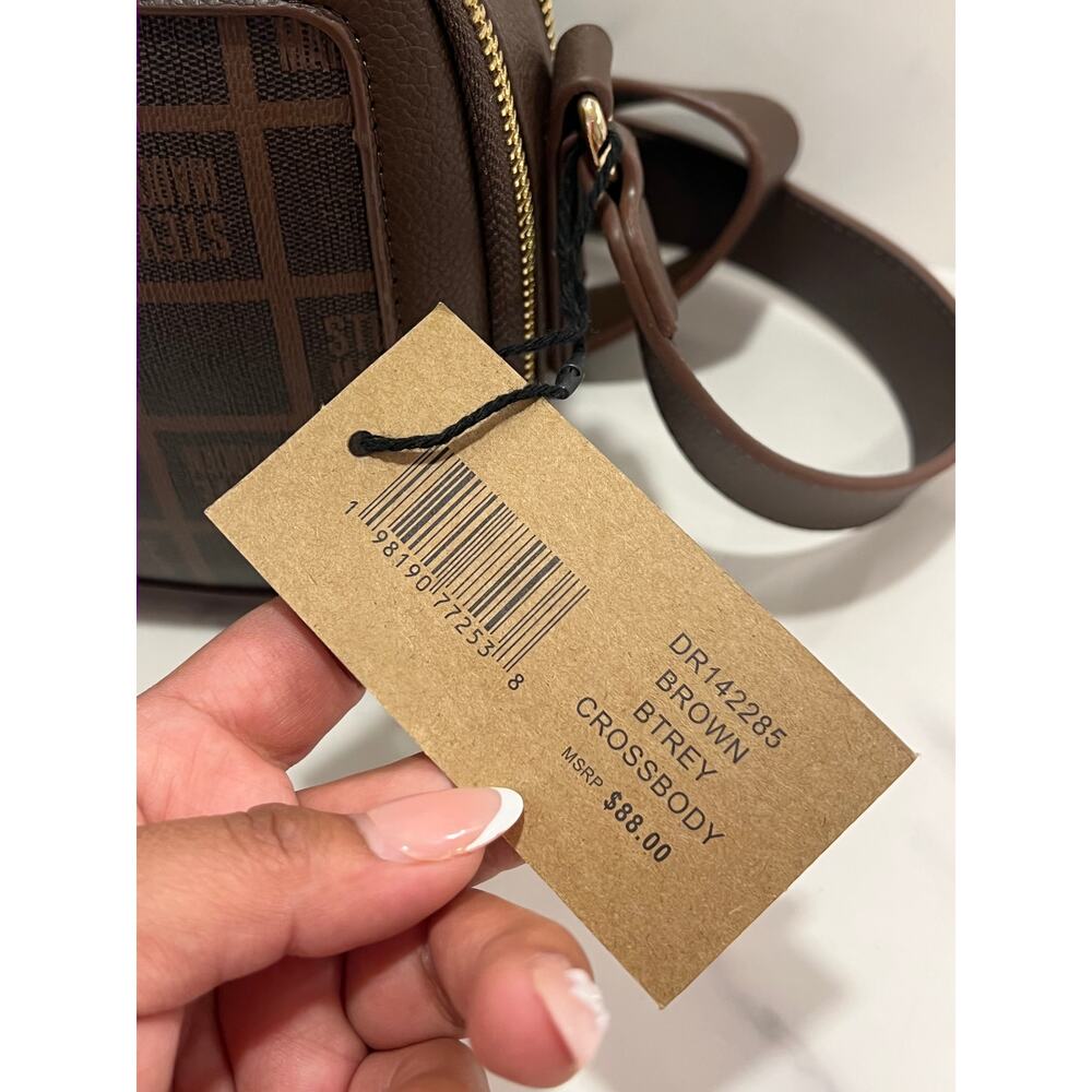 Steve Madden Blexi Hollywood Crossbody Bag Sepia Brown Logo Grid DR143770 New - Picture 11 of 11